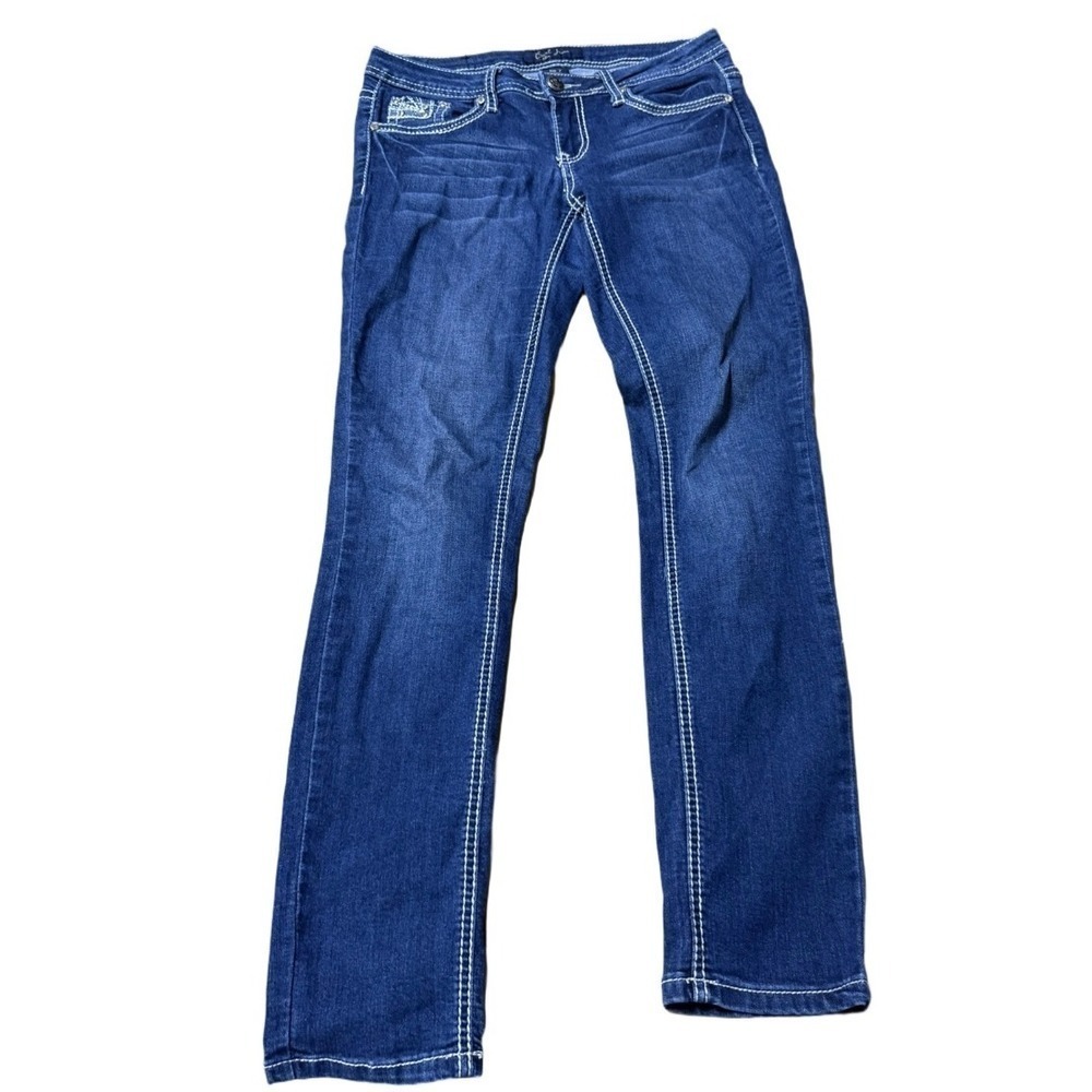 Earl Jeans Rhinestone Pocket Denim Jeans Bootcut Size 7 Juniors Women's